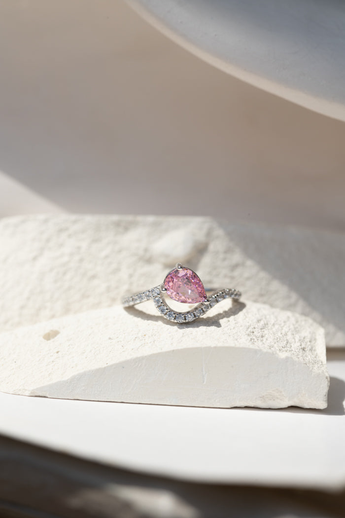 CROISETTE ROSE RING WHITE GOLD PLATED
