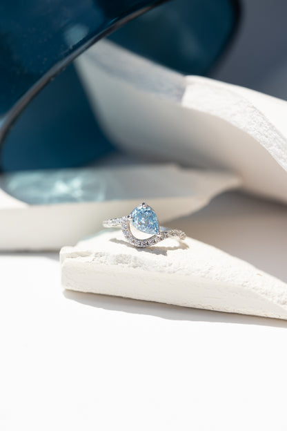 CROISETE BLUE CIEL RING WHITE GOLD PLATED